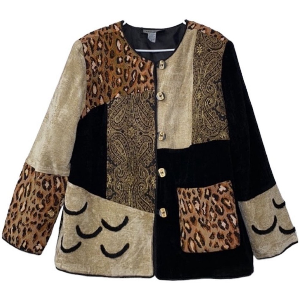 Indigo Moon Patchwork Animal Print Embroidered Ja… - image 8